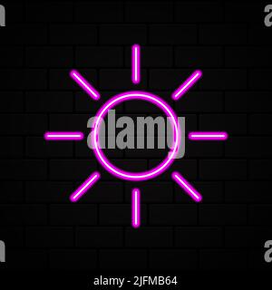 Brightness. Sun neon icon. Neon vector icon. Vector illustration Stock Vector