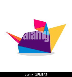 Mouse origami. Abstract colorful vibrant mouse logo design. Animal origami. Vector illustration Stock Vector