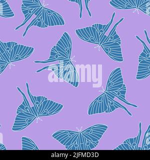 Luna moth seamless butterfly pattern for fabrics and wrapping paper and notebooks and summer clothes print and kids. High quality illustration Stock Photo