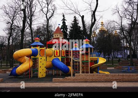 Kiev, Ukraine January 31, 2020: Playground in the city center of Kiev Stock Photo