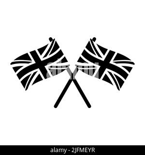 Vector flat crossed black Great Britain flags isolated on white background Stock Vector