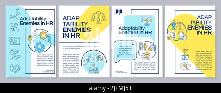 Adaptability enemies in HR blue and yellow brochure template Stock Vector