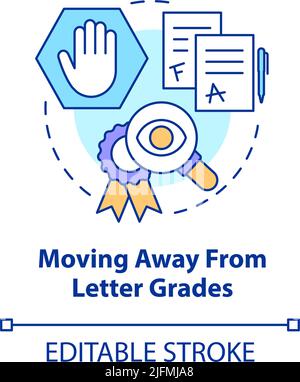 Moving away from letter grades concept icon Stock Vector