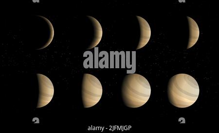 different phases of planet eclipse in set Stock Vector