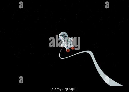 flying astronaut in a dark deep space Stock Vector
