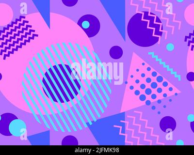 Memphis seamless pattern with geometric shapes in 80s style. Colorful geometric pattern. Design of promotional products, wrapping paper and printing. Stock Vector