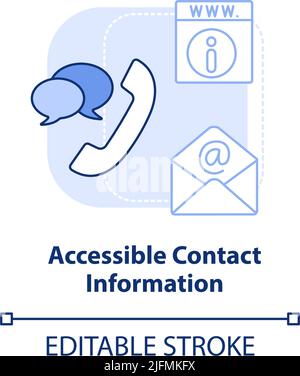 Accessible contact information light blue concept icon Stock Vector