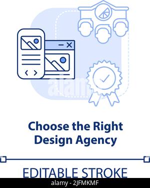 Choose right design agency light blue concept icon Stock Vector