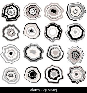 Black and white agate stones collection Stock Vector