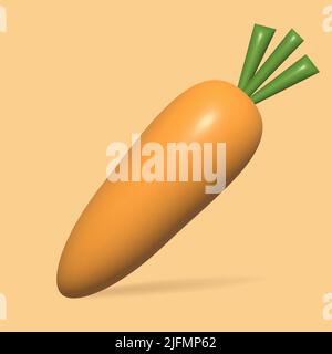 Carrot 3d render icon. Vector illustration isolated on white background Stock Vector