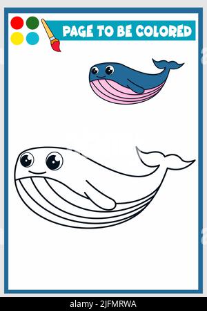 coloring book for kids. cute whale Stock Vector