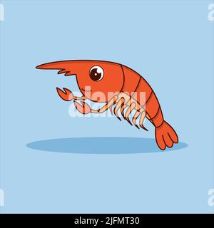 Cute shrimp vector icon illustration. flat cartoon style. animal nature icon concept Stock Vector