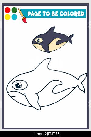coloring book for kids. whale Stock Vector