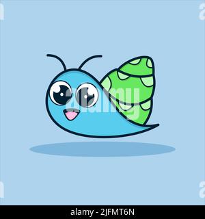 Cute snail vector icon illustration. flat cartoon style. animal nature icon concept Stock Vector