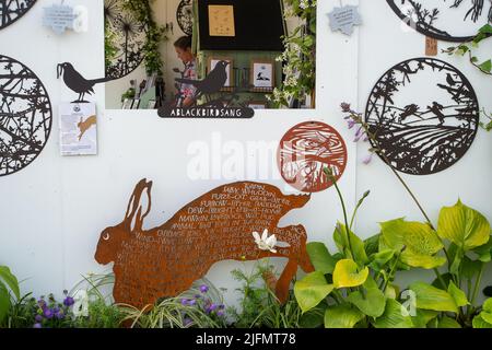 East Molesey, Surrey, UK. 4th July, 2022. Garden ironwork for sale at the Hampton Court Palace Garden Festival. Credit: Maureen McLean/Alamy Live News Stock Photo