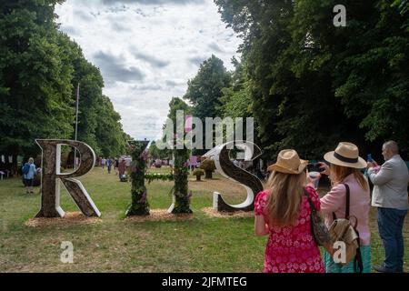 East Molesey, Surrey, UK. 4th July, 2022. Colourful displays at the RHS Hampton Court Palace Garden Festival. Credit: Maureen McLean/Alamy Live News Stock Photo