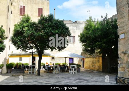 The town square in the historic center of Tricase, a medieval village in the Puglia region. Stock Photo