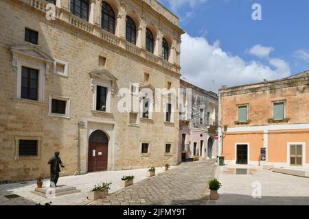 A street in the historic center of Tricase, a medieval town in the Puglia region, Italy. Stock Photo