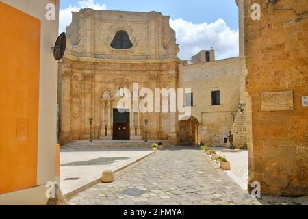 A street in the historic center of Tricase, a medieval town in the Puglia region, Italy. Stock Photo