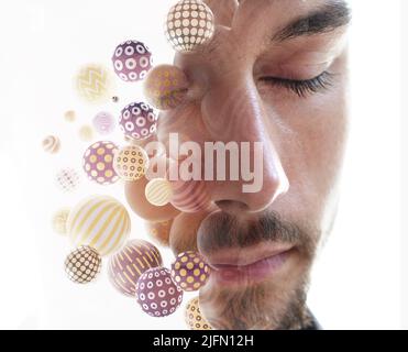 Abstract geometric shapes combined with a portrait Stock Photo