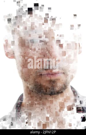 Burnout. A portrait of a young man combined with a digital effect Stock Photo