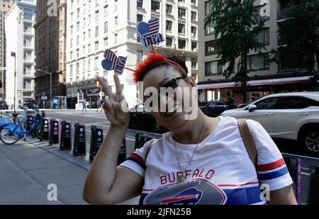 New York, USA. 4th July, 2022. (NEW) US celebrates 246th Independence Day. July  4, 2022, New York, USA: The US is celebrating its 246th Independence Day  anniversary today in a low key in New York. Few people are seen at Times  Square and around