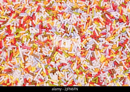 Top view of colorful sugar sprinkles Stock Photo