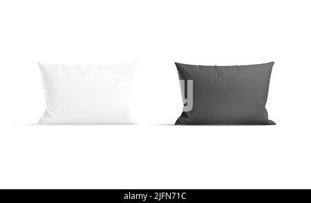 Blank black and white rectangular pillow mockup stand, front view Stock Photo