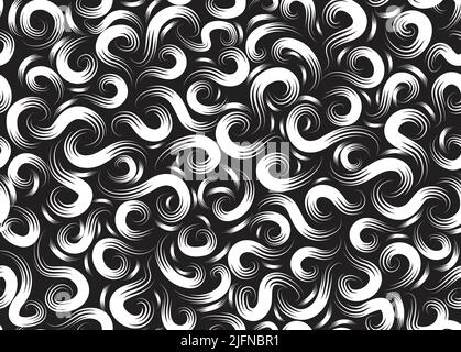 Abstract swirl lines and dots seamless pattern. Artistic line ornamental stylish background. Abstract tiled monochrome texture with organic shapes Stock Vector