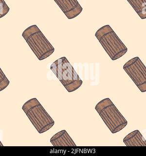 High chef hat sketch seamless pattern. Kitchen traditional element for cook in hand drawn style. Engraved texture for fabric, wallpaper, textile, prin Stock Vector