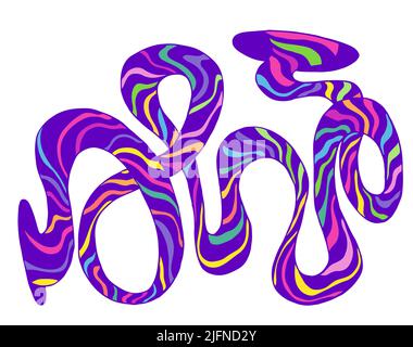 Amazing funny rainbow colorful striped element for design, isolated on white background. Decorative doodle style tabby sign. Stock Vector