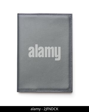 Front view of gray leather id card cover isolated on white Stock Photo
