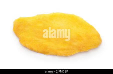 Top view of single dried mango slice isolated on white Stock Photo