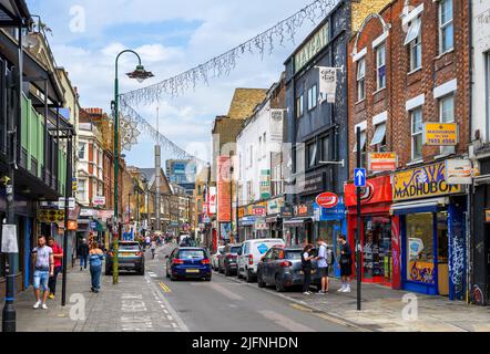 Brick Lane, London. View down the famous Brick Lane in Tower Hamlets, East End, London, England, UK Stock Photo