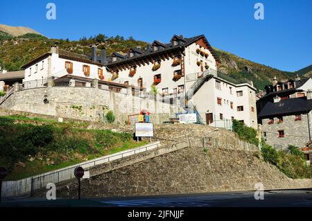 Hotel Villa de Torla. Torla-Ordesa is a municipality in the province of Huesca. It is in the northwest of the Sobrarbe region and is a gateway to the Stock Photo