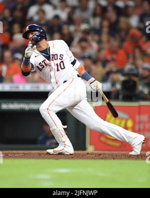 June 4, 2022: Yuli Gurriel (10) of the Houston Astros connects with ball  against the Royals. MLB baseball game between Houston Astros vs Kansas City  Royals, Kauffman Stadium in Kansas City, Kansas