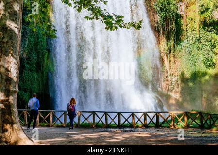 The waterfall called 'La Caprichosa - whimsical'. Natural Park of the Monasterio de Piedra - Stone Monastery. Nuévalos, Zaragoza, Aragón, Spain, Europ Stock Photo