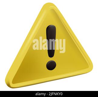 Realistic 3d yellow triangle warning sign vector render illustration. Attention conceptual icon. Stock Vector