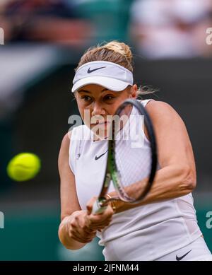 LONDON, ENGLAND - JULY 8: Amanda Anisimova of The USA during Wimbledon
