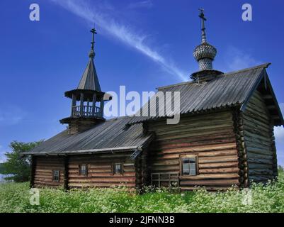Kiži is an island located in Karelia Russia, characterized by wooden churches, and houses.It is one of the most popular tourist destinations in Russia Stock Photo