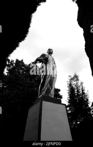 A low angle shot of the Vladimir Lenin monument Stock Photo