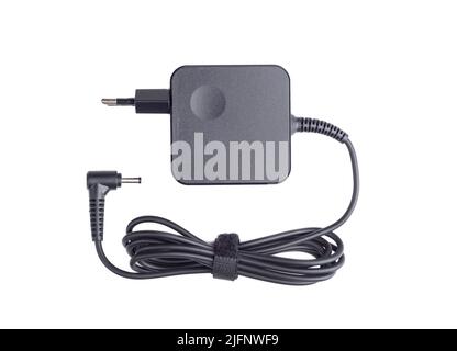 AC power adapter for laptop isolated on white background. Copy space. Stock Photo