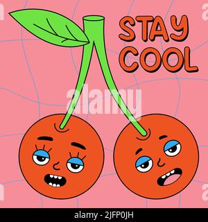 Cute Groovy Cartoon Fruits, Funny Y2k Mascot Vector Characters With 