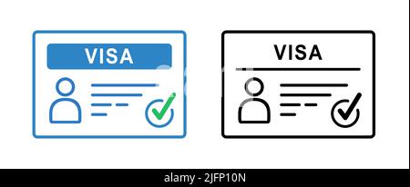 Visa, document, arrival. Foreign passport icon. Outline style. Thin line. Customs house. Stock Vector