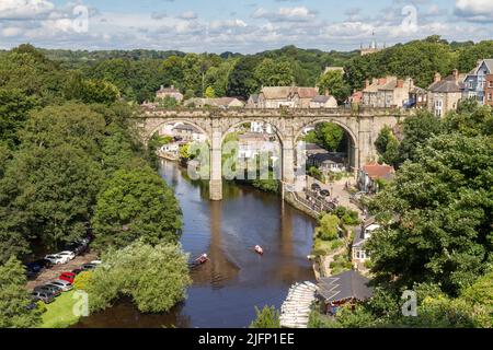 Knaresborough Viaduct over the River Nidd, Knaresborough, North Yorkshire, UK. Stock Photo