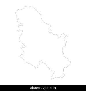 Serbia - solid black outline border map of country area. Simple flat ...