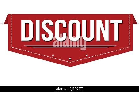 Discount red  banner design on white background, vector illustration Stock Vector