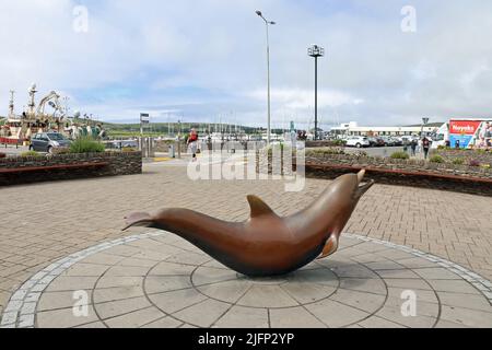 Sculpture of Fungie the bottlenose dolphin in Dingle Stock Photo