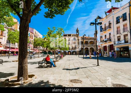 Plaza Mayor - Main Square of Plasencia is an arcaded square on all sides. Plasencia, Cáceres, Extremadura, Spain, Europe Stock Photo