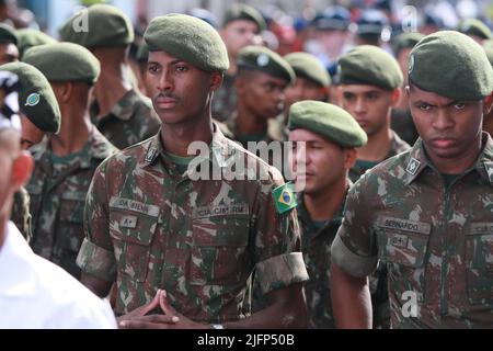 salvador, bahia, brazil - july 2, 2022: Brazilian Army soldiers participate in the civic parade on Dois de Julho in honor of the Independence of Bahia Stock Photo